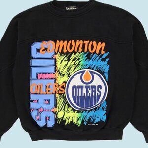vtg 1990 Edmonton Oilers NHL Black Sweatshirt